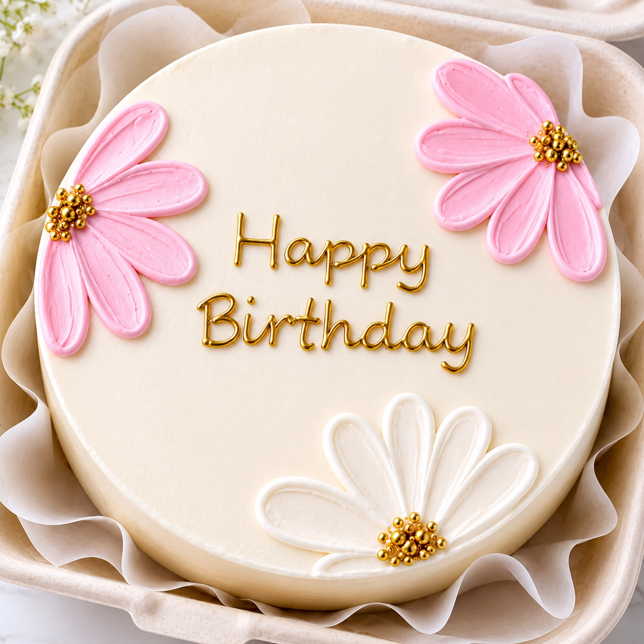 Floral Happy Birthday Bento Cake-2